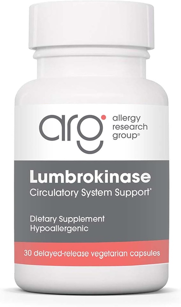 Grupo de Investigação de Alergia Suplemento Lumbrokinase - Apoio ao Sistema Circulatório, Suporta a circulação de sangue já na faixa normal - 30 cápsulas vegetarianas de libertação tardia