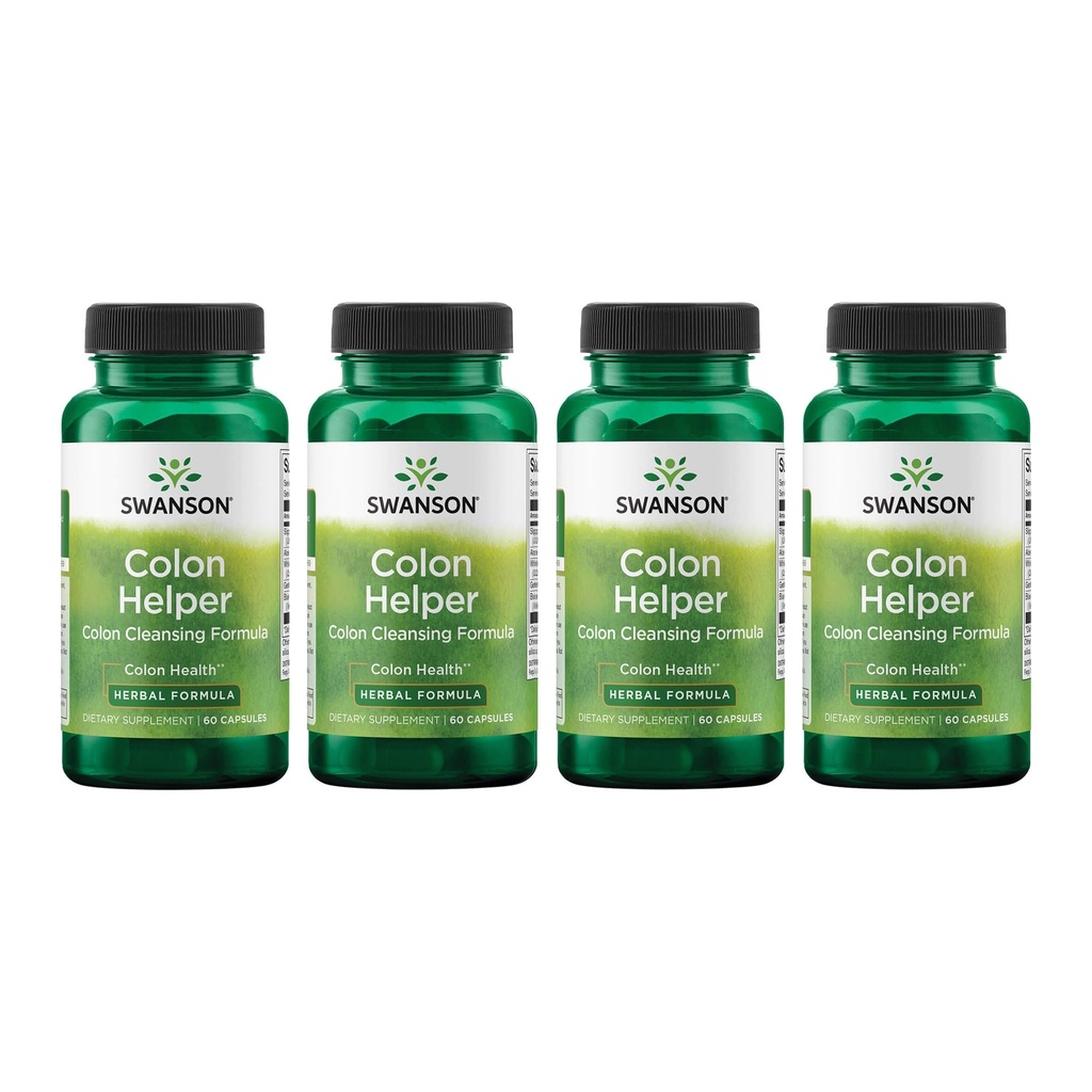 Swanson Colon Helper - Promove a saúde digestiva usando verbena, Raiz de Goldenseal, Slippery Elm Bark & More - Suplemento de ervas ajudando eliminações saudáveis - (60 cápsulas) (4 pacote)