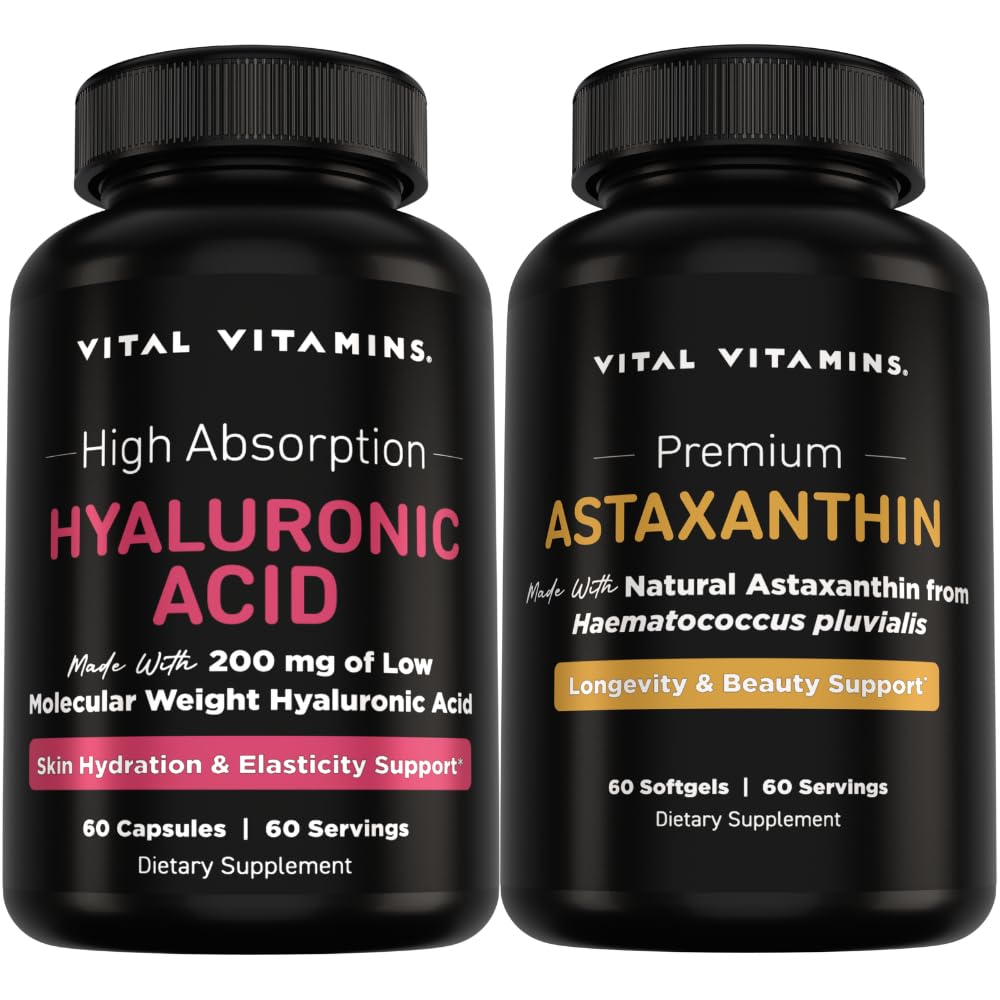 Vitaminas Vitais Ácido Hialurónico Puro 60 ct + Astaxantina 60 ct