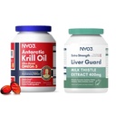 Krill Oil Omega 3 Suplemento 1000mg e Milk Thistle Fígado Detox Suplemento 400mg, 2 Pack