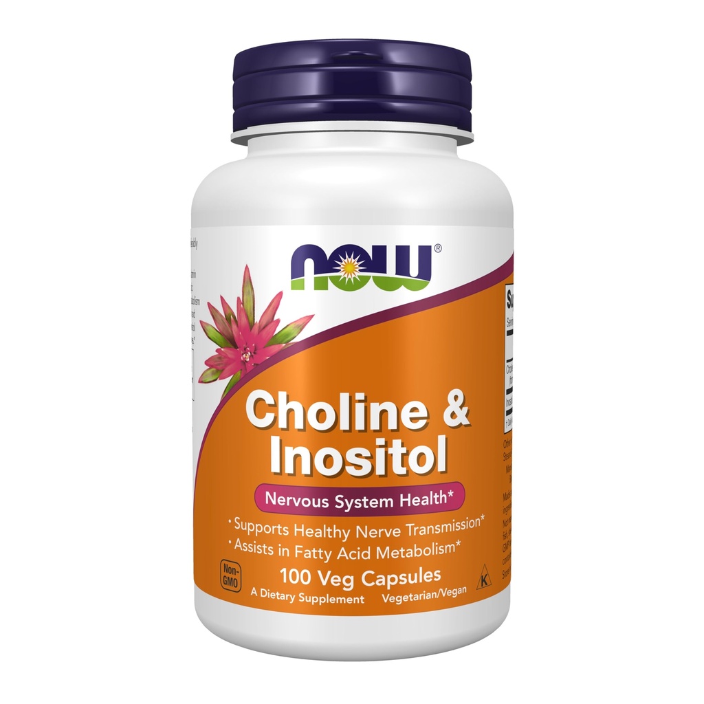 NOW Foods Supplements, Choline & Inositol 500 mg, Health System, 100 Cápsulas