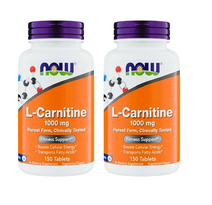 Now Foods Supplements, L-Carnitina 1.000 mg, Purest Form, Carnipure, Amino Acid, Fitness Support*, 150 comprimidos (Pacote de 2)