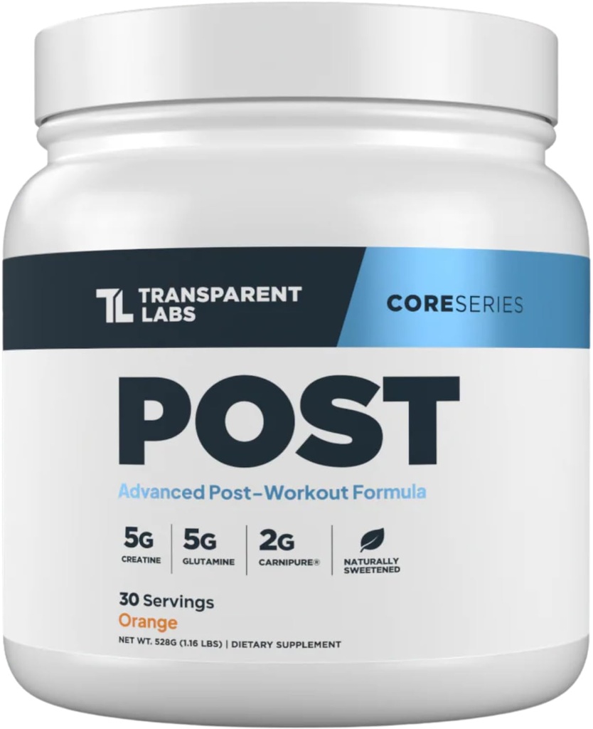 Transparent Labs Post - Pós-Trabalho Recuperação Muscle Builder w/L-Glutamina, Creatina Mono-hidratada, & Carnipure L-Carnitina L-Tartrato para Recuperação e Construção de Músculo - 30 Servings, Laranja