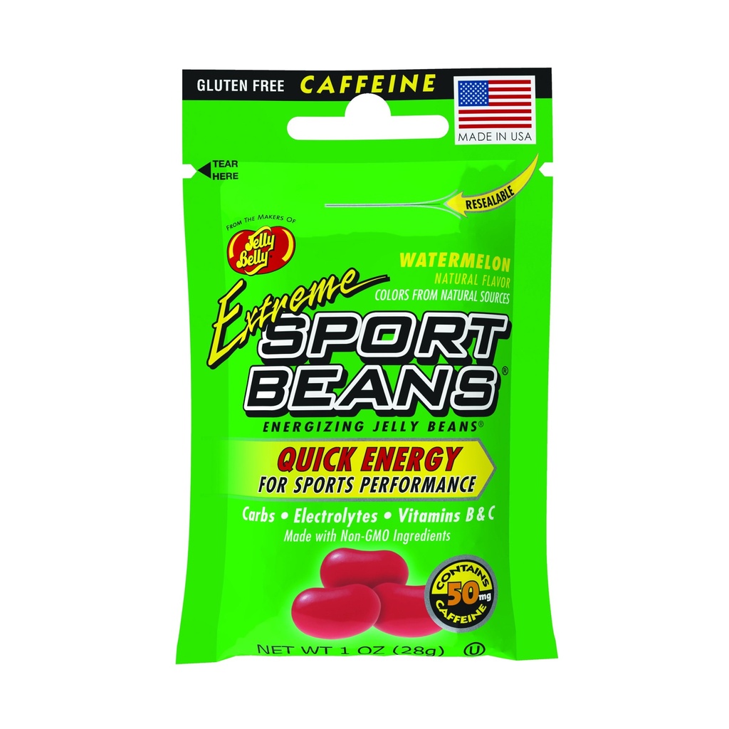 Jelly Belly Extreme Sport Beans, Cafeinado Jelly Beans, Melancia sabor, 24 Pack, 1 oz cada