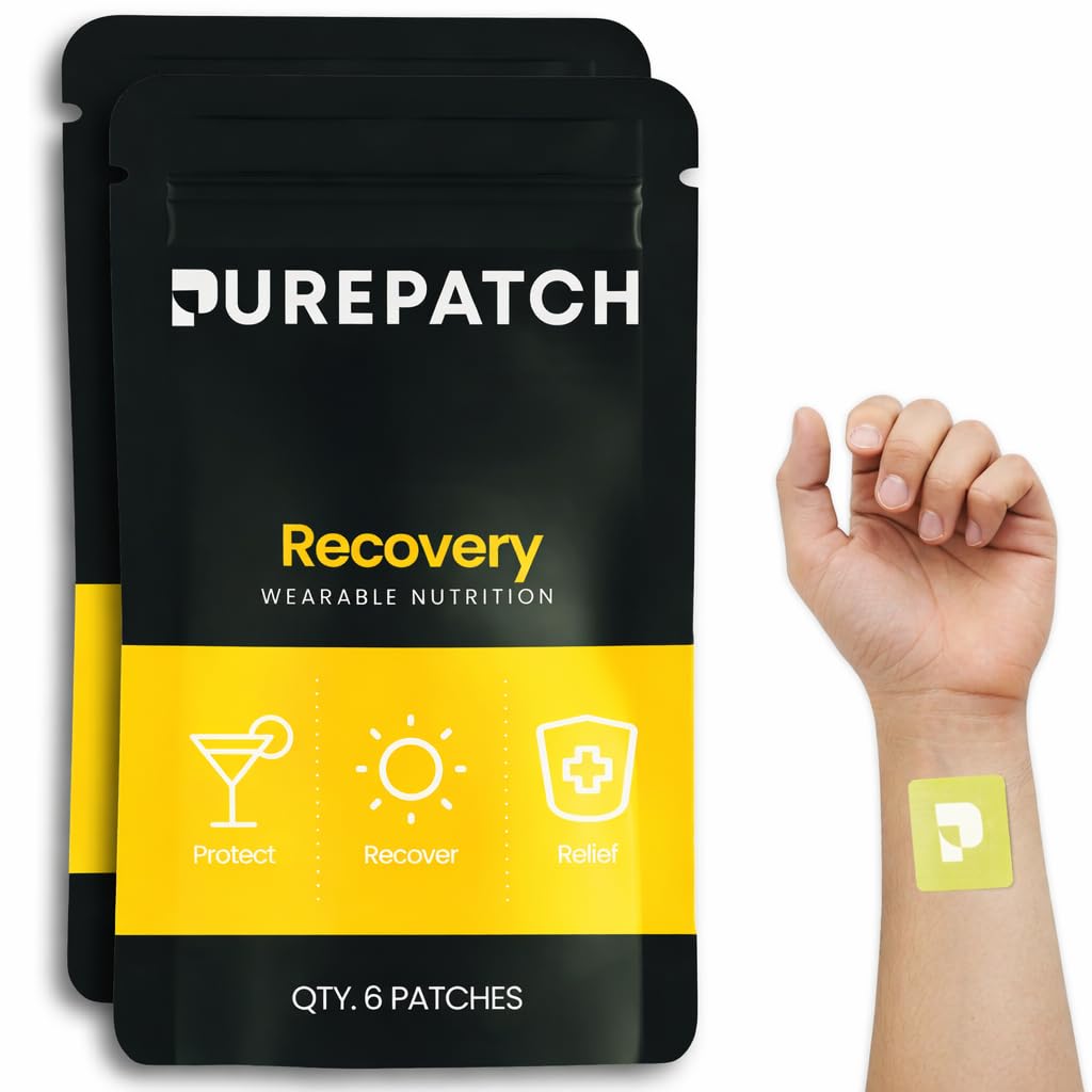 Puro Patch Recuperação Patch – Planta-baseada Vegan Patch Tópico – DHM – NAC – Glutationa – B-Complexo – Não-Ingestível – Resistente à água – Gentil na pele – Gluten Free – Made in USA – 12 Patches
