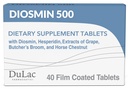 Dulac Diosmin 500, Micronized Diosmin Hesperidin Suplemento dietético 1000mg por porção, Extrato de Castanha de Cavalo, Butcher's Broom & Red Grape Extract, Leg Circulation Support, 40 Tablets, Made in Italy