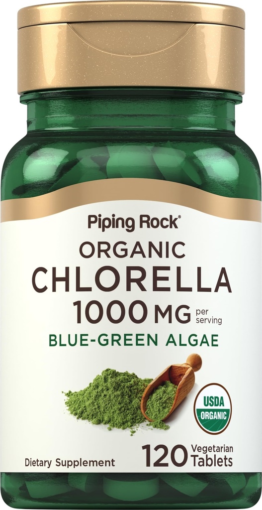 chlorela de rocha de tubulação 1000mg . 120 comprimidos . . Blue-Green Algae . . Quebrado cell Wall Organic . . Não-GMO, Suplemento sem glúten