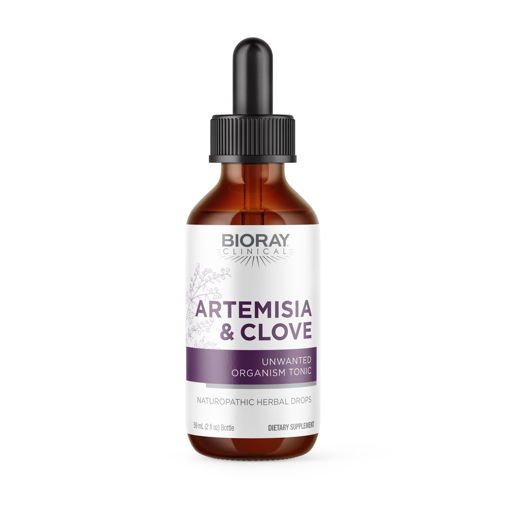 BIORAY Professional Artemisia & Clove - 2 fl oz - Remoção do organismo não desejado com cogumelos medicinais - Não-GMO, vegetariano, sem glúten