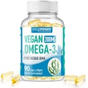 Vegan Omega-3 Algae DHA Suplementos - 2000mg Óleo de algas, planta-baseada em pré-natal Algal DHA, 90 Carrageenan Free Softgels - óleo de peixe sustentável alternativa apoia o cérebro, coração, olhos, saúde conjunta