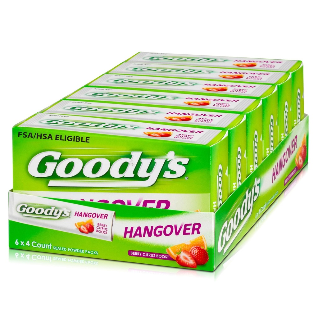 Pós de ressaca de Goody, alívio rápido da dor, sabor de citrinos Berry, 4 pó de vara, 6 embalagem