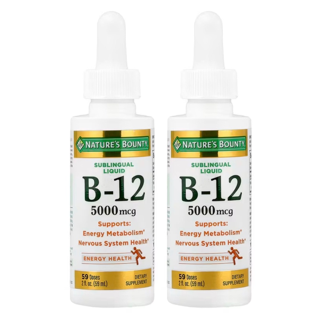 A recompensa da natureza B-12 5000 mcg Sublingual Liquid Energy Health, 2 Fl Oz (2 garrafas)