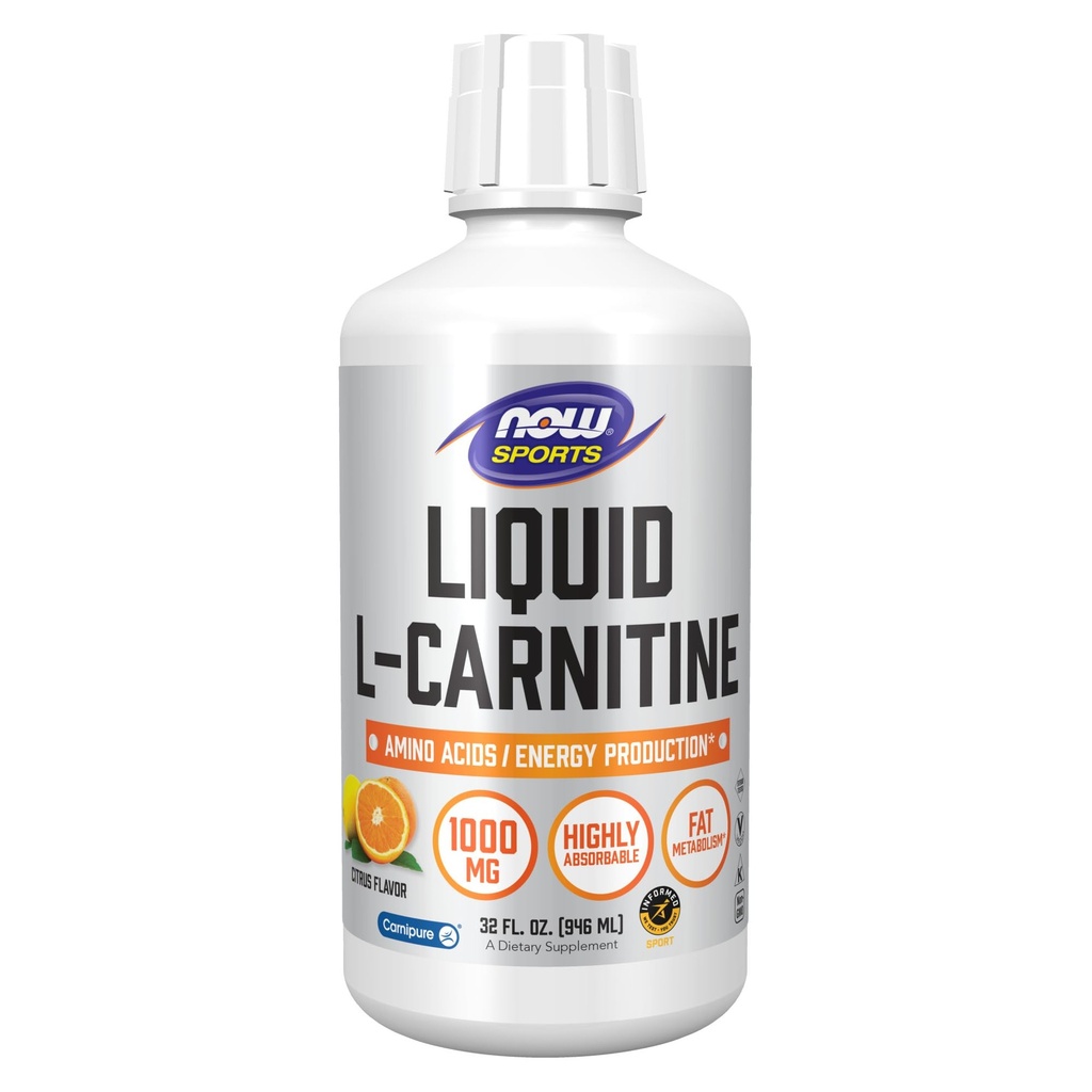 NOW Foods Sports, L-Carnitina líquida, Citrus, 1000 mg, 32 fl oz (946 ml)