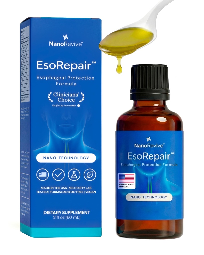 EsoRepair Nano Esofageal & Stomach Health Supplements for Men & Women - Digestive Comfort - Slippery Elm Bark, Zinc L-Carnosine & Aloe Vera Extract - Non-GMO & Dairy Free