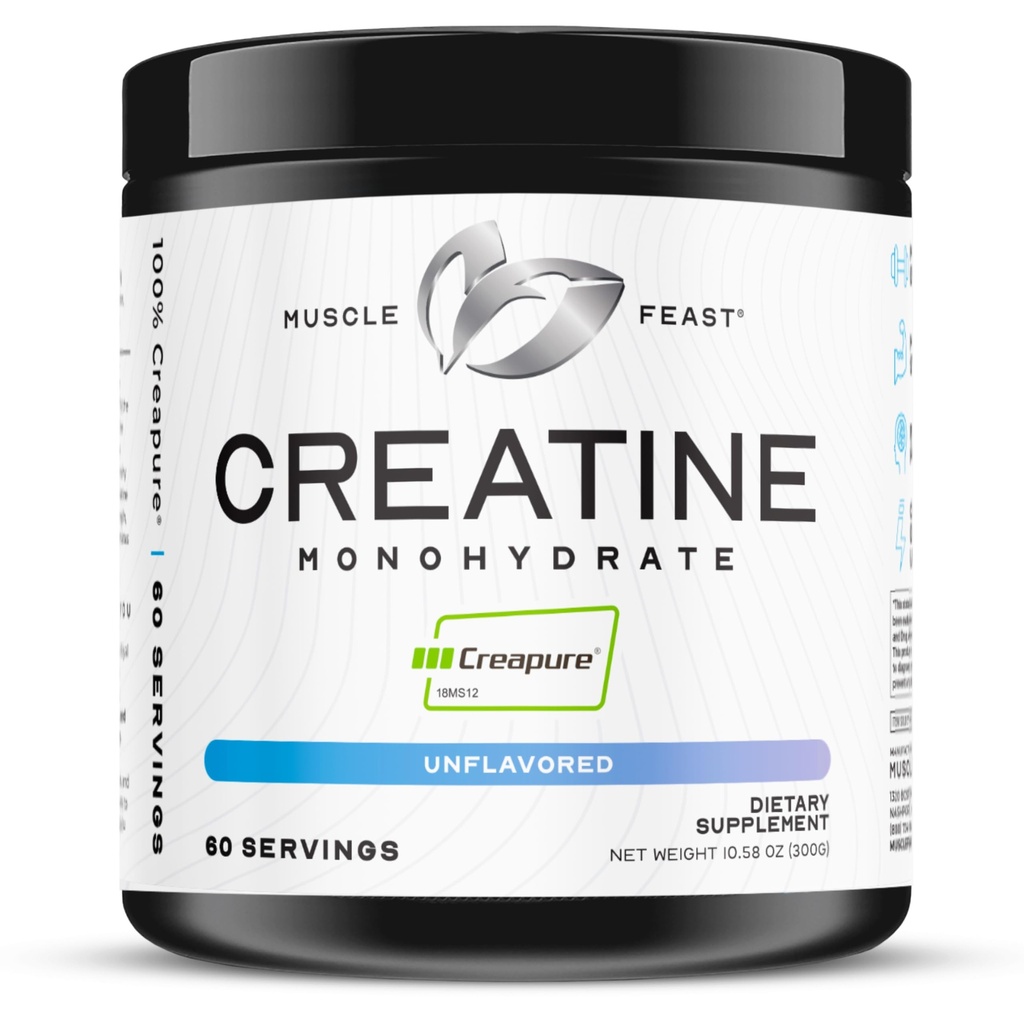 Creatina Creatina Mono-hidratada em pó, Vegan Keto Friendly Gluten-Free, Mass Gainer, Suplemento de recuperação muscular e Creatina confiável para o crescimento muscular, Creatina em pó, Sem sabor, 300g