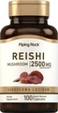 Piping Rock Reishi Cogumelo Cápsulas □ 2500mg □ 100 comprimidos □ Suplemento de Extrato de Erva Padronizado com Ganoderma Lucidum
