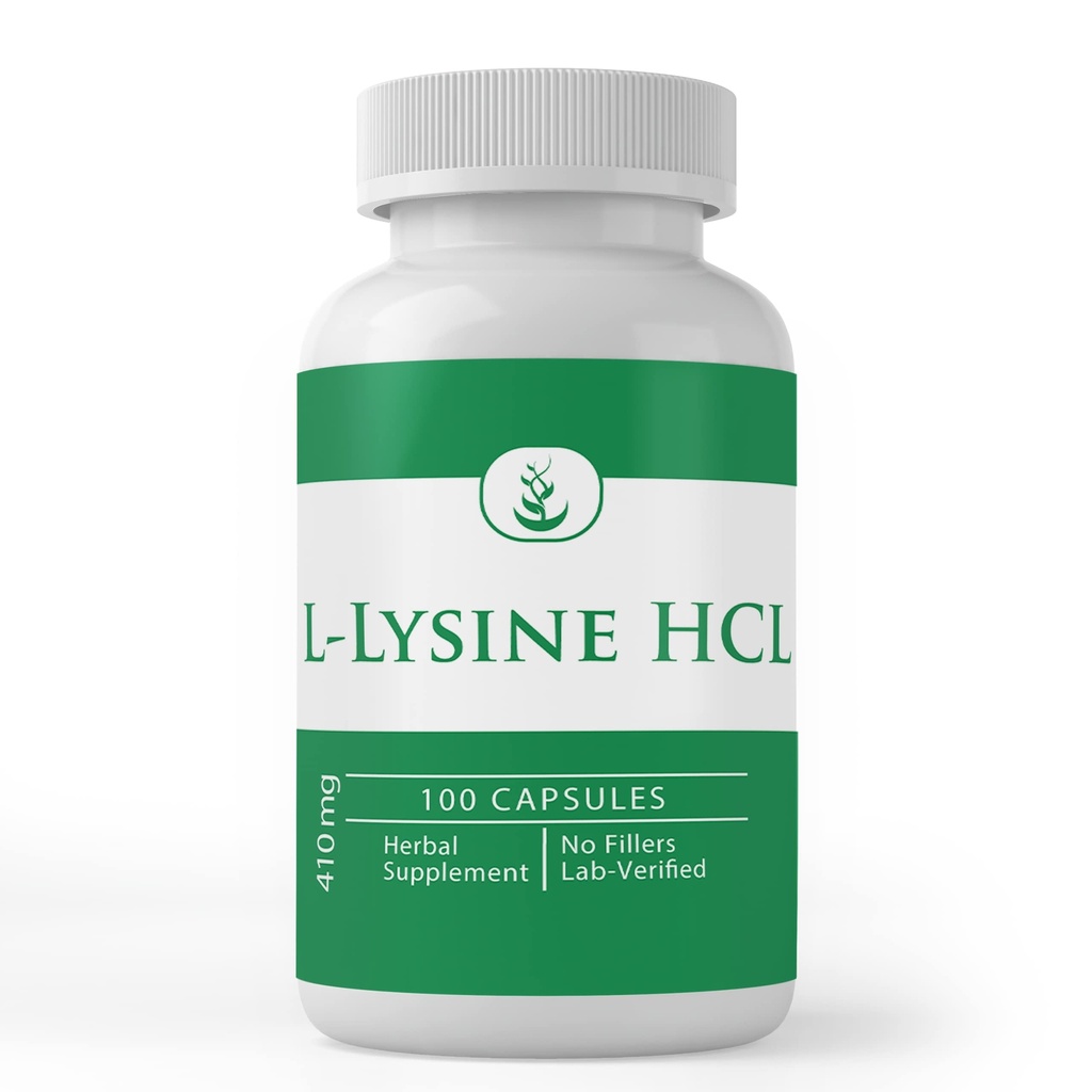 INGREDIENTES ORIGINAIS PUROS L-Lysine HCL (100 cápsulas) sempre puros, sem aditivos ou enchimentos, verificado no laboratório