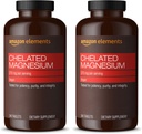 Elementos - Magnésio Quelado, 240 comprimidos, 270 mg por serviço, como Magnésio Glicinato Quelato, Vegan (embalagem de 2)