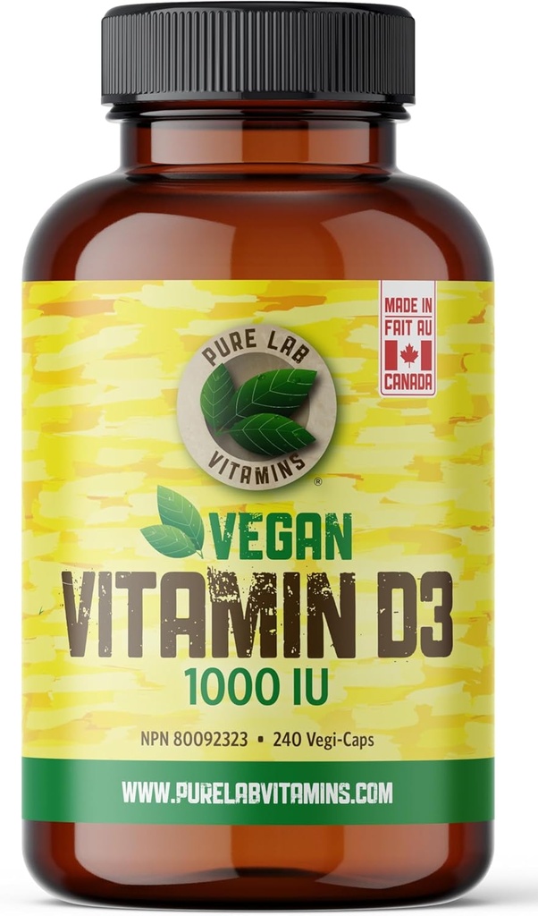 Vitaminas Pure Lab Vitamina Vegan D3 1000UI, 240 Vegi-Caps Made in Canada
