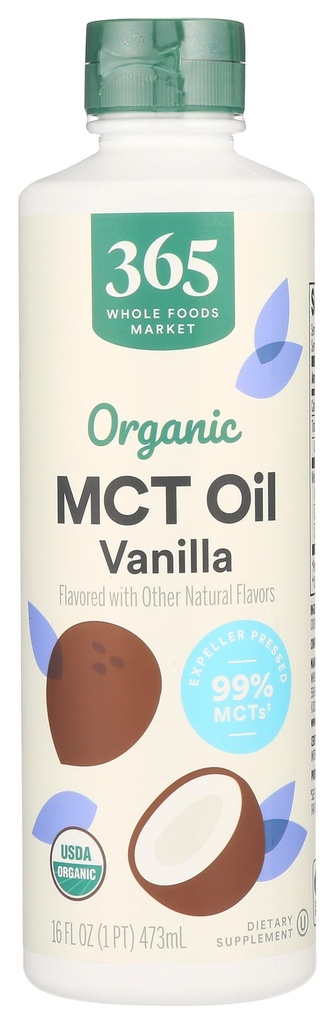 365 por mercado inteiro de alimentos, óleo orgânico de baunilha MCT, 16 Fl Oz