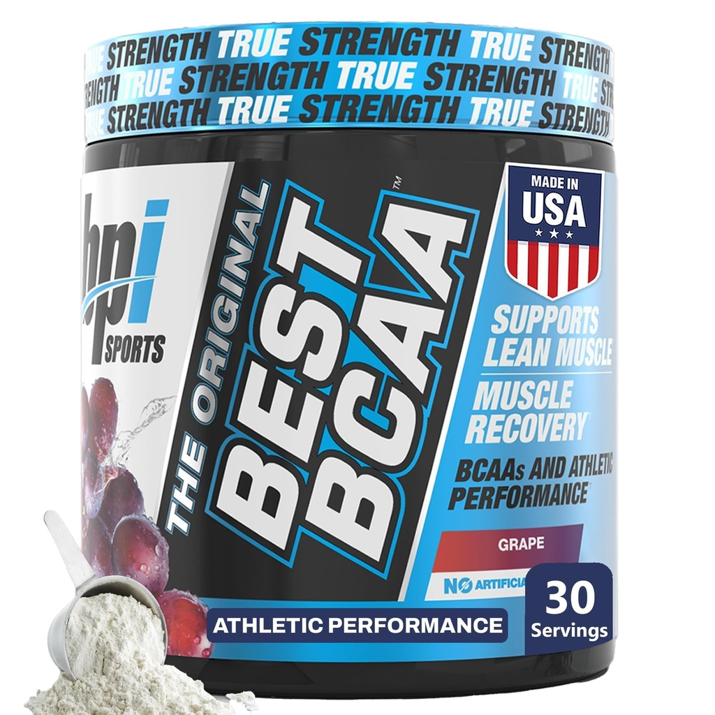 BPI Sports Best BCAA Pó - Apoio à recuperação muscular - Ranched Chain Amino Acids - Blocos de Construção de Proteína e Músculo - Recuperação Pós-Criação - Hydration - Uva, 30 Servings