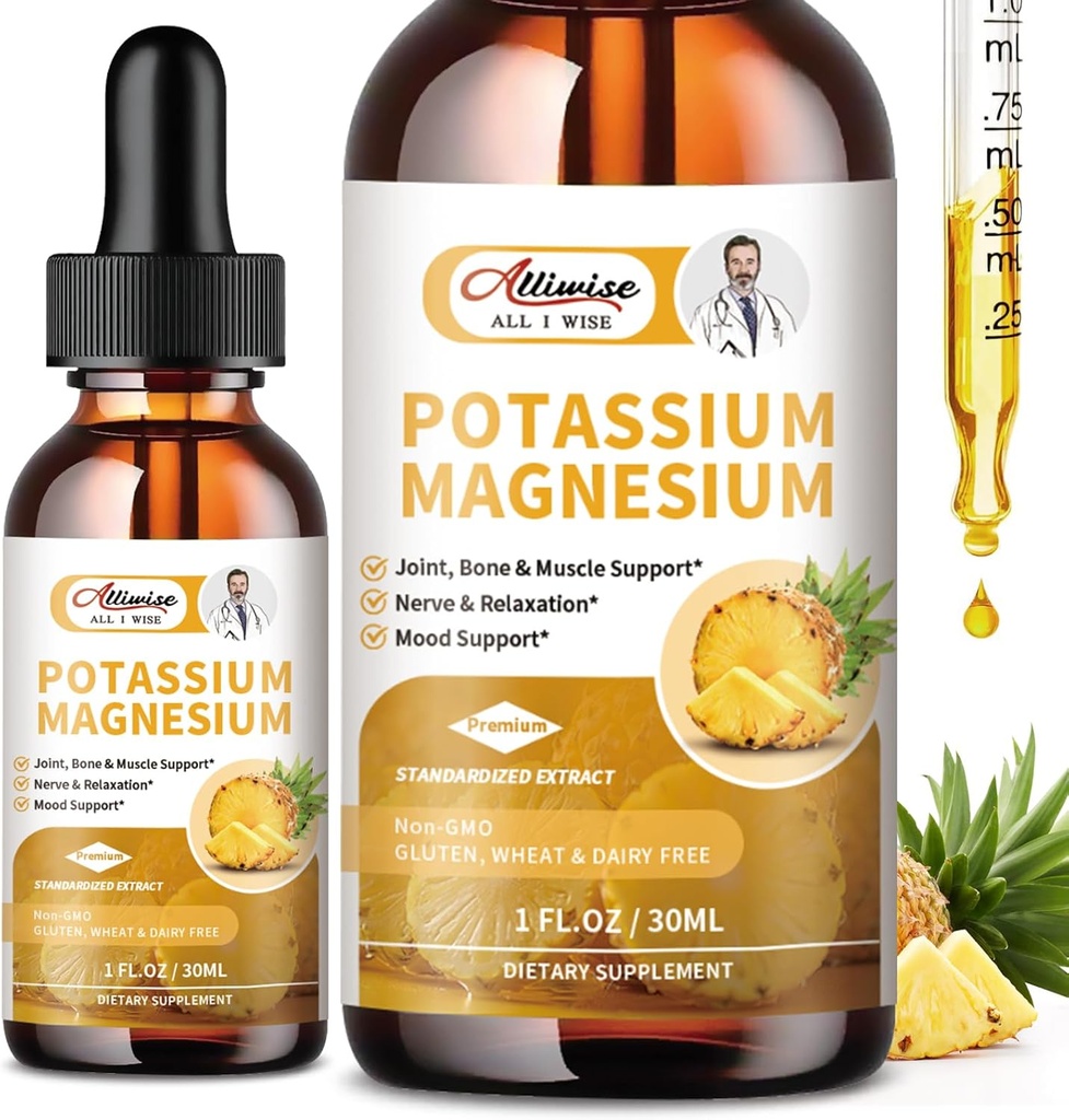 2 Pacote Suplemento de magnésio de potássio Líquido - Complexo de magnésio calmo de alta absorção 500mg & Potássio 99mg Plus Cálcio, Vitamina D3, Zinco para Cãibras Pernas & Osso & Energia & Imune Suporte - 2 Fl oz