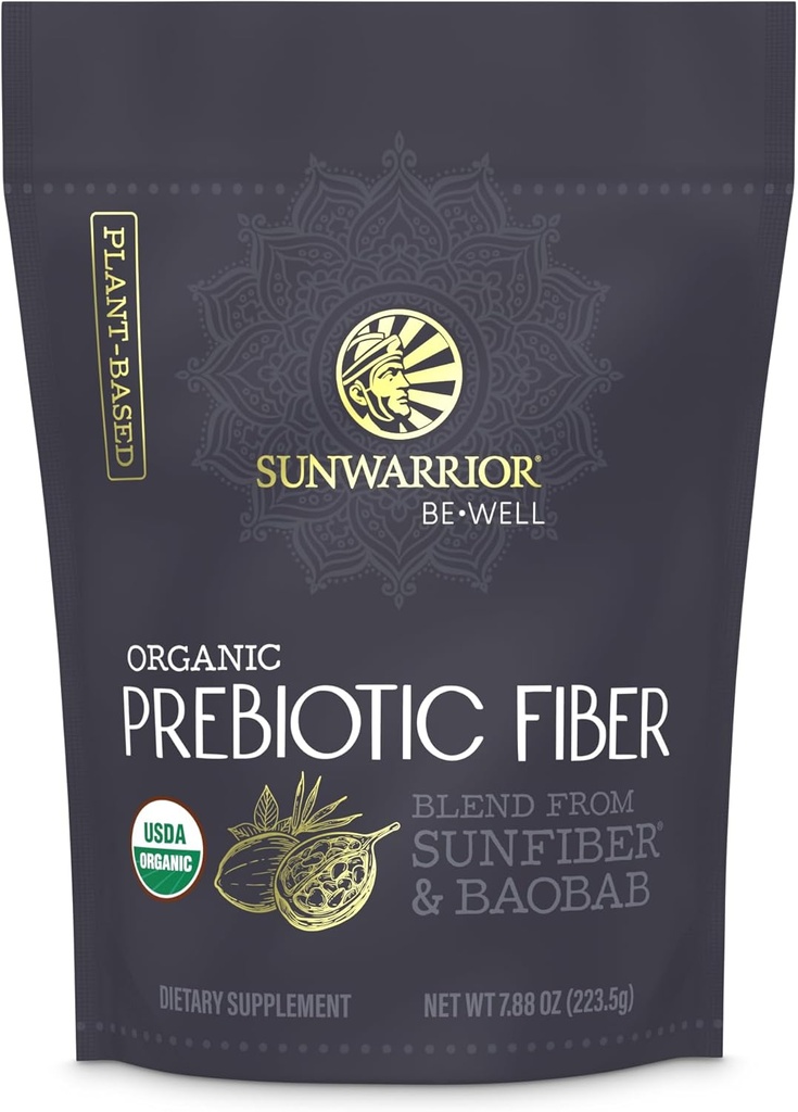 Sunwarrior Fiber Supplement Prebiótico Orgânico □ Vegan Fiber Supplement Pure Gut Health Booster com Ingredientes Puros para Harmonia Digestiva