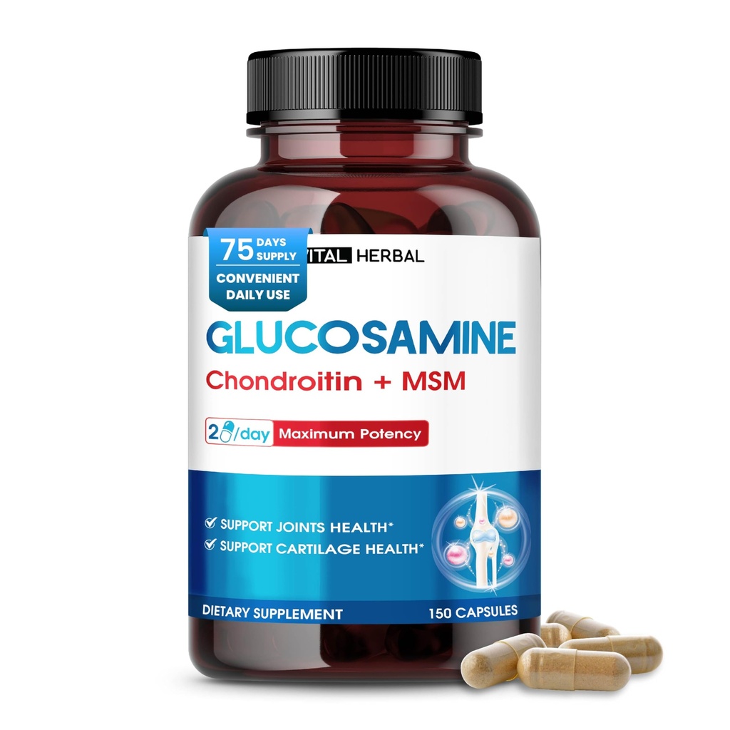 HERBAL VITAL Glucosamina lipossomal com condroitina, HSH- máxima potência- articulações de suporte, Cartilagem- Made in the USA