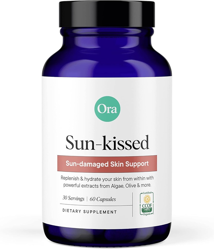 Ora Organic Skin Health Supplement - Sun Damage Support - Promove a defesa natural da pele □ Antioxidantes Vegan incluindo astaxantina e carotenóides - 1 mês de fornecimento, 60 cápsulas