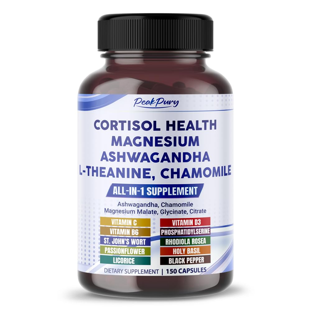 CORTISOL Saúde Ashwagandha Magnésio Camomila L-Theanina - Made in USA