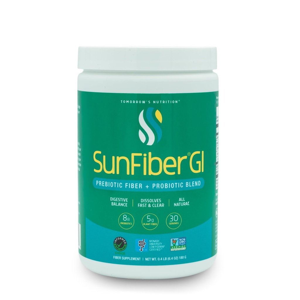 Nutrição de amanhã Sunfiber GI, Prebiótico Fibra & Probióticos, 5g Prebiótico Fibra & 8 Bilhões Probióticos por Serviço, Baixo FODMAP, 30-Dia de Abastecimento, 30 Dia