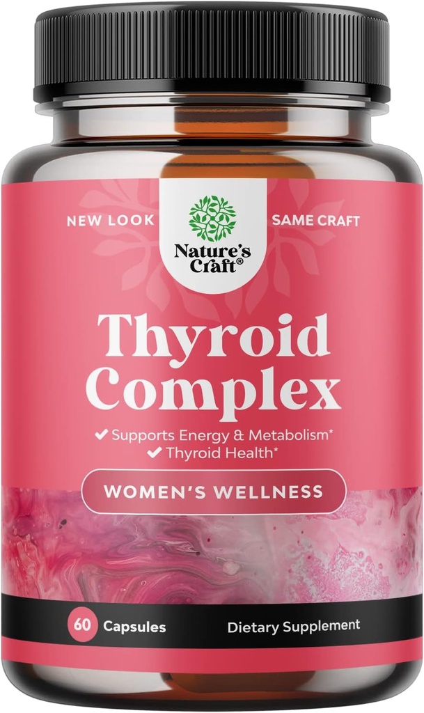 Suporte avançado da tiroide para mulheres com Ashwagandha - Suplemento adaptado da tiroide com L Tyrosine Rhodiola e Astragalus Root - Não-GMO Balanceamento de energia da tiroide ervas Suplemento da saúde da mulher