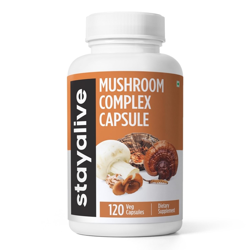 MANTER VIVE Complexo de cogumelos 1000mg, 6-em-1 Suplemento de cogumelos w / Lions Mane, Reishi, Chaga, Cordyceps, Maitake e Turquia cauda Extrair pó, 120 comprimidos Vegan, Não-GMO e cápsulas de ervas sem glúten