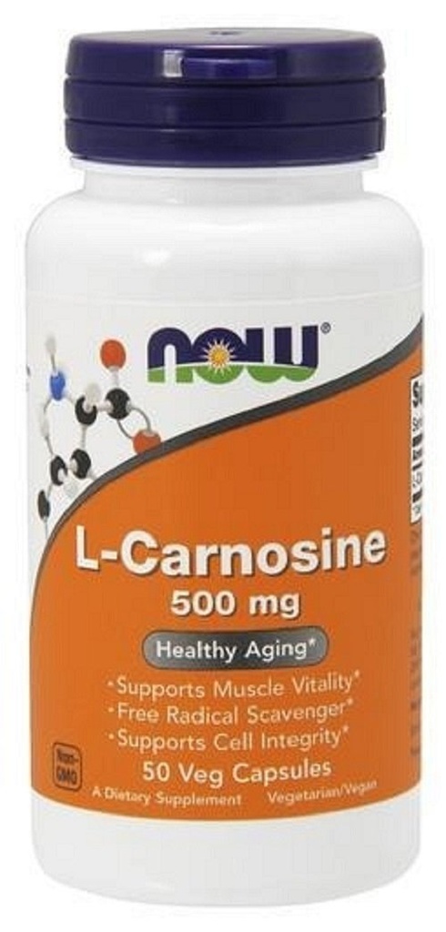 Now Alimentos Suplementos, L-Carnosina (Beta-Alanyl-L-Histidina) 500 mg, Envelhecimento Saudável, 50 Veg Cápsulas