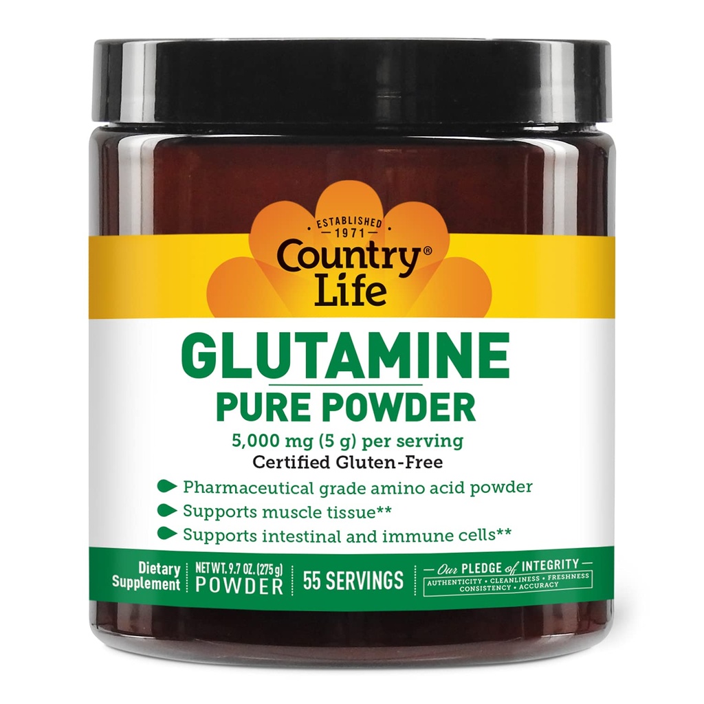 País Vida Glutamina Pure Powder - 5000mg L-Glutamina - Muscle Tissue, Gut Health, Imune Support - Gluten-Free Certified - Ideal Pre/Post Treino Acid Supplement, 55 Servings, 9.7oz