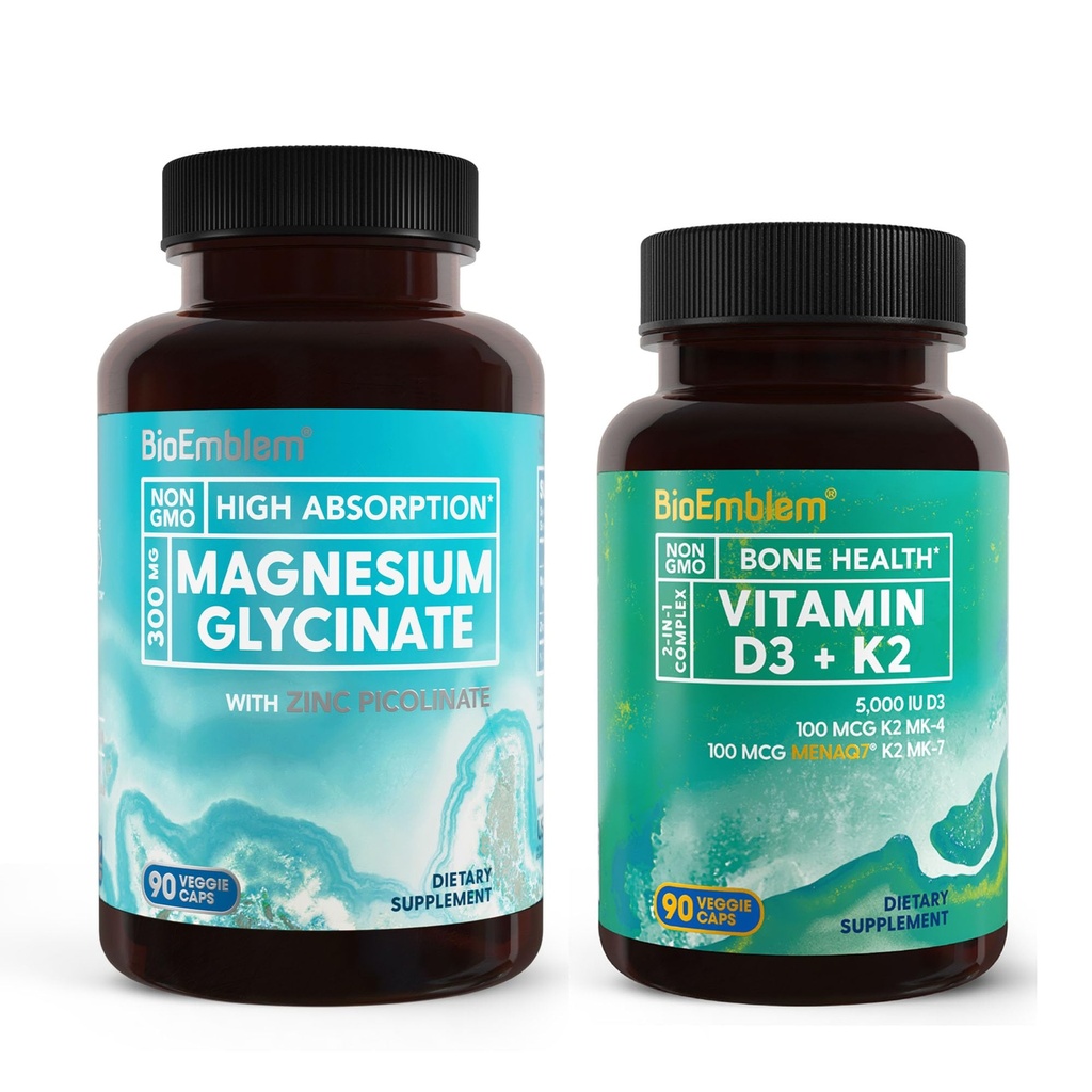 Glicinato de magnésio BioEmblem com zinco e vitamina D3 K2