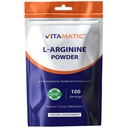 Vitamatic L-Arginina Pure Powder 500 Gram , sem sabor , não OGM , sem glúten , sem aditivos , 5000mg por serviço , 100 Servings