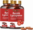 Cápsulas de Licopeno, Licopeno Natural 200mg com Cogumelo Orgânico Reishi 200mg Suplemento para Saúde da Próstata e Suporte Imune - Sem Glúten, Não-GMO, 60 Cápsulas (2 Embalagem)