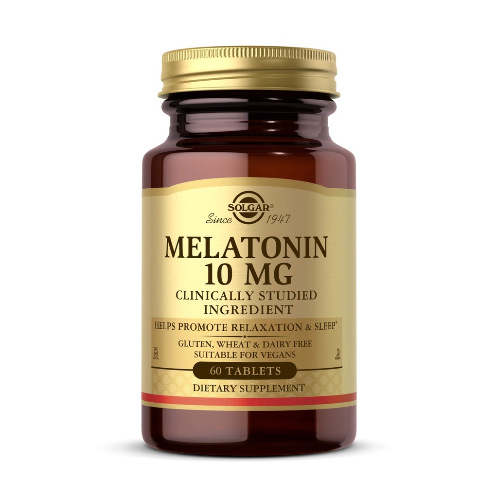 Solgar Melatonina 10mg Tablets HighDosage Ajuda a promover o relaxamento sono clinicamente estudiada Melatonina Suporta Ciclo de sono natural Vegan Gluten Free Dairy Kosher Servings, 60 Contagem