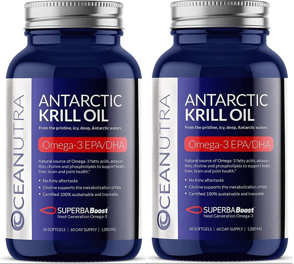 100% Puro Krill Oil 1000MG 120-Dia Forneça dupla força 56% Fosfolipídios Astaxantina Sustentável Antártico Superbaost Omega 3 EPA DHA Heart Brain Skin Care, Terceira parte testado, Sem óleo de peixe