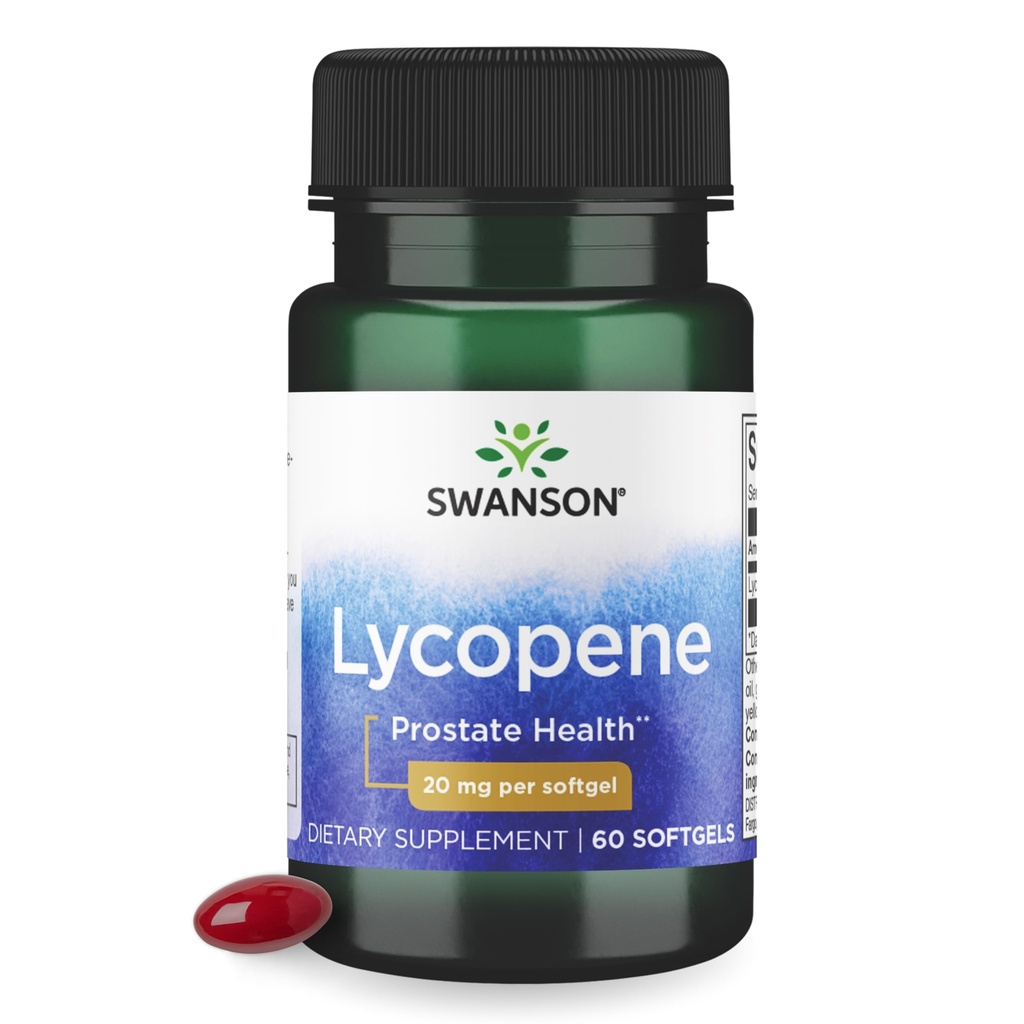 Swanson Lycopene-Natural Suplemento de Saúde dos Homens Promovendo a Próstata e Saúde do Coração, Suporta a Pressão Arterial dentro de uma faixa normal (60 Softgels)