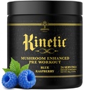 Ambrosia Kinetic Orgânico Pré-treino, Cogumelo Melhorado Natural Pré-treino Suplemento, Nootropic Superfood Pó para Energia (Azul framboesa)