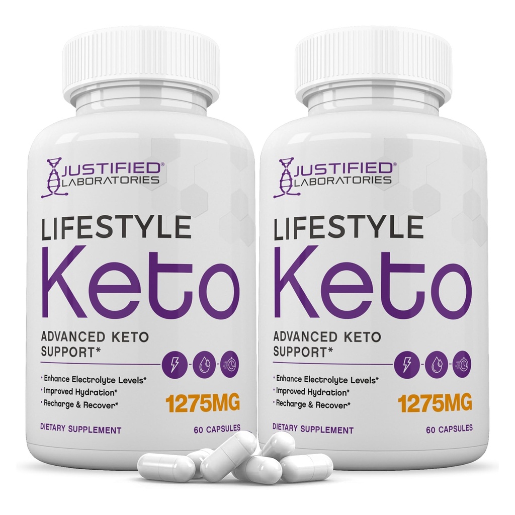 Laboratórios justificados (2 Pacote Estilo de vida Keto Pills 1275MG Nova e melhorada fórmula contém Apple Cider Vinagre Extra virgem azeite em pó folha de chá verde 120 Cápsulas