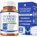 1 Corpo Suplemento de suporte da tireóide para mulheres e homens, Selênio com Iodo, Zinco, B12, Ashwagandha e L-Tirosina, Suporta Hormônio Saúde, Energia e Metabolismo, Fonte de 30 dias