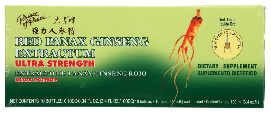 Príncipe da Paz Red Panax Ginseng Extractum Ultra Strength -- 3,4 oz - 10 Garrafas