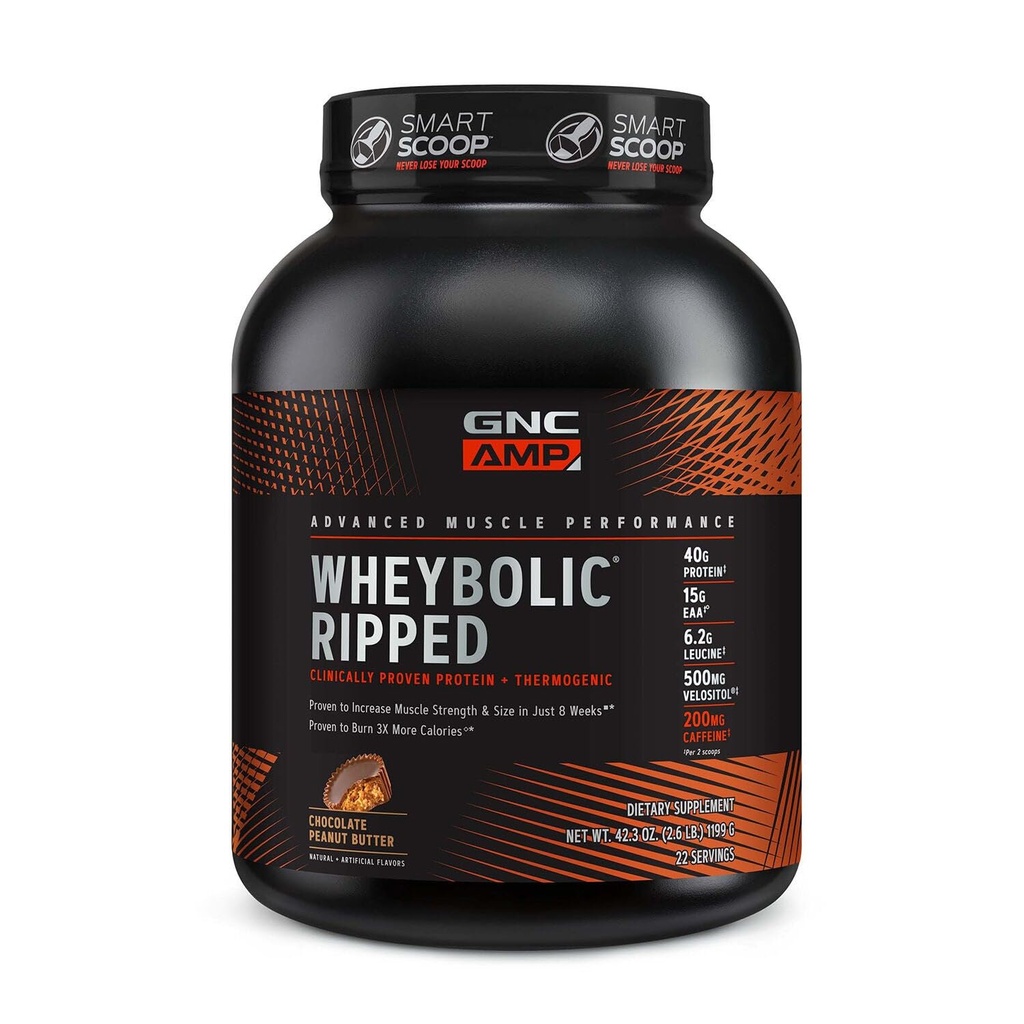 GNC AMP Wheybolic Ripped - Manteiga de amendoim de chocolate (22 Servings)