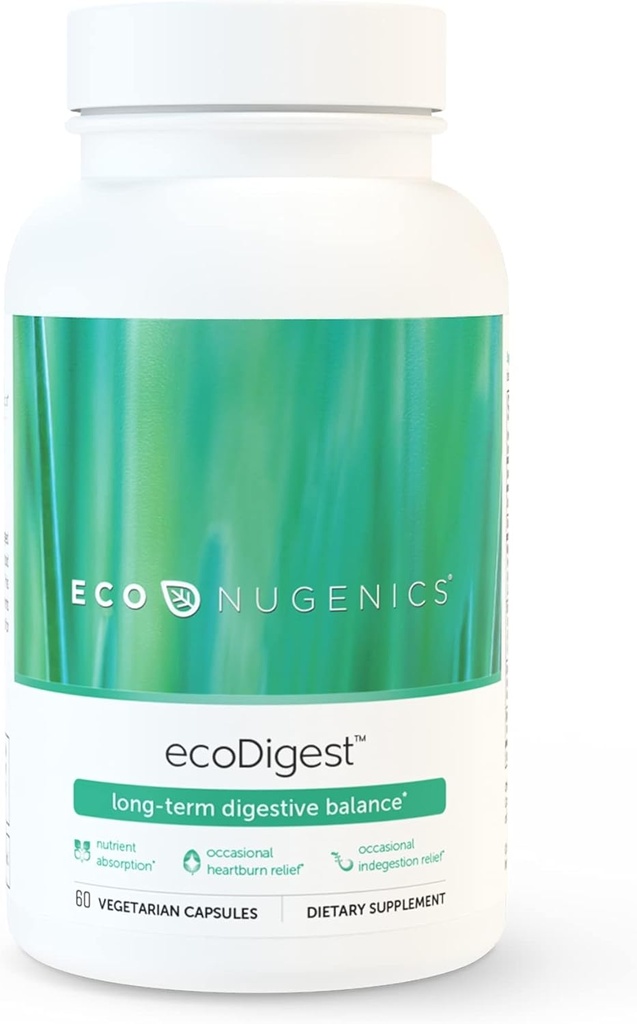 EcoNugenics EcoDigest Digestive Health Supplement - 60 Cápsulas- Suporte Digestivo - Ervas, cogumelos medicinais e enzimas