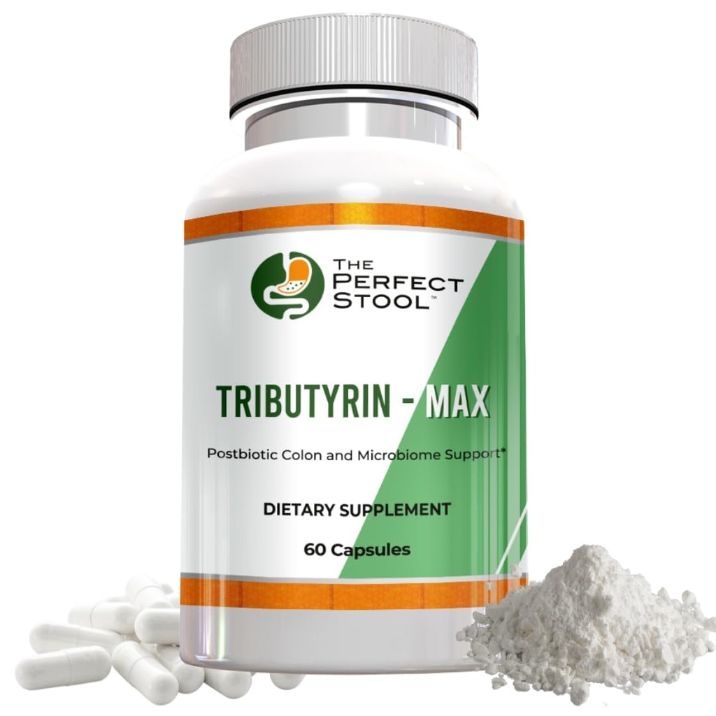 Tributyrin-Max Postbiótico Butirate Supplement; Bloating, Gás e Vazamento Gut Suporte; Perfeito, Limpo Wipe Poops; 750 mg Cápsulas entéricos; 3o partido testado Gluten / Dairy-Free