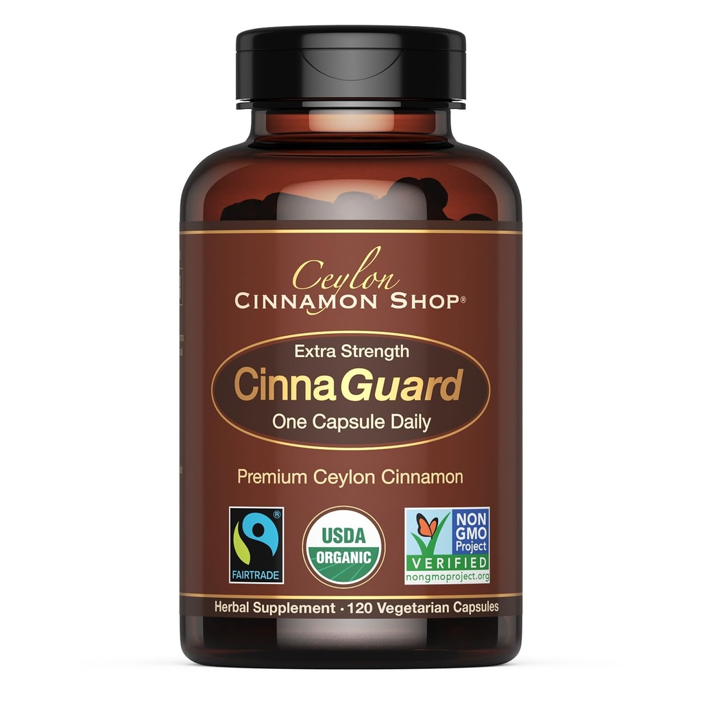 Ceilão Canela Loja CinnaGuardTM Ceilão orgânico 2500mg Suplemento Canela 2500mg por cápsula □ Força extra □ Fornecimento de 4 meses □ 120 Contagem - Antioxidante Livre Não-GMO e Glúten