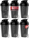 VELOMIX -6 PACK- Shaker Cups for Protein Shakes 20 oz - 6x Wire Whisk □ Vazar garrafa Shaker Protein Shakes, Shaker Pack for Pre & Post Workout, Shaker Cup (ALL IN BLACK)