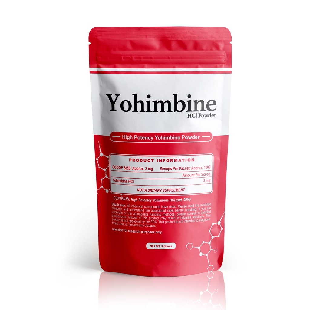 BulkStimulants Yohimbine HCl Powder 3mg por Scoop 1000 Scoops por Packet